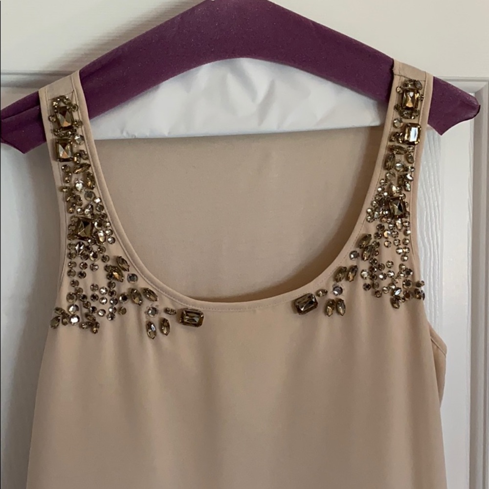 Express light brown/cream bejewels tank